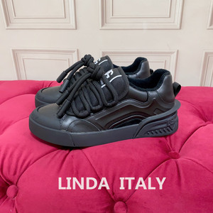 【LINDA】欧洲代 DOLCE & GABBANA 字母LOGO大鞋舌系带厚底休闲鞋