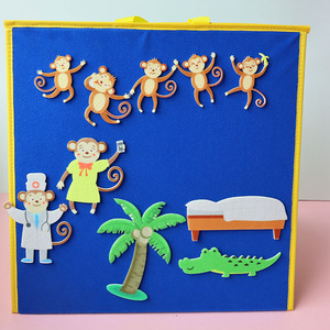 五只猴子毛毡教具英语绘本故事儿歌教学儿童益智课堂互动早教玩具