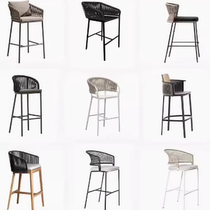户外藤编吧台椅北欧室外酒吧椅铝合金高脚白色椅吧凳椅子现代简约