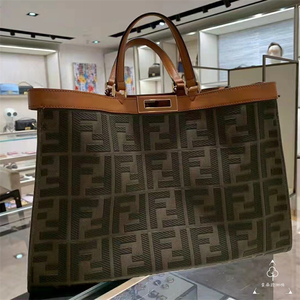 fendi/芬迪peekaboo ff老花帆布托特包手提包单肩包女包棠萌代购