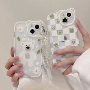 趣味透明小熊适用iphone13promax手机壳苹果12创意可爱熊耳朵女款11
