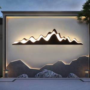 0012人付款淘宝新中式户外庭院灯屏风玄关山形发光壁灯别墅园林入户