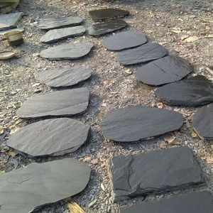 天然板岩文化石园林景观防滑铺路石不规则青石板河道护坡砌墙石板