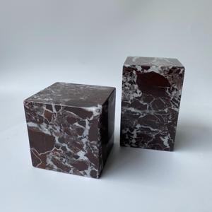 天然大理石材紫罗红实心小方块工艺饰品雕塑展示架拍摄道具书档底