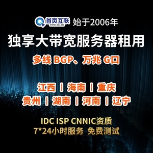 服务器租用托管江西海南贵州重庆物理机独享BGP万兆G口网站CDN