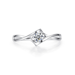 asia star天使之吻铂金戒指女求婚订婚告白18k白金镶嵌莫桑石钻戒