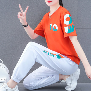 60evak旗舰店天猫名牌运动套装女夏季薄款网红炸街潮牌休闲时尚纯棉