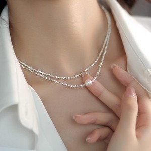 S925纯银碎银珍珠项链女款轻奢小众高级锁骨颈链配饰2024新款爆款