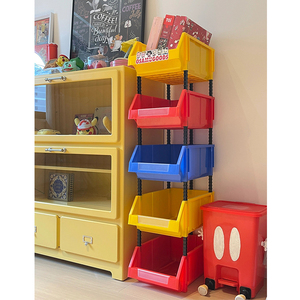 零食置物架彩色收纳盒整理盒组合家用桌面落地多层玩具积木储物盒