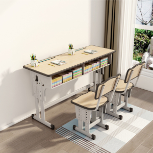 儿童双人学习桌中小学生课桌椅家用两人书桌可升降写字台套装二