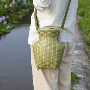 儿童篓农家黄鳝笼有盖ehd鱼篓小筐茶竹背编制品采摘篮采篓竹虾篮