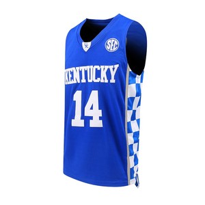 泰勒希罗肯塔基大学球衣 14号蓝白两色刺绣篮球服训练比赛服厂批