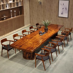 实木功夫茶几大板原木茶台新中式禅意茶桌椅组合客厅家用个性长桌