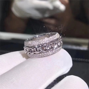 piaget/伯爵链条戒指18k白金玫瑰金镶钻满钻经典款男女戒指 耳钉