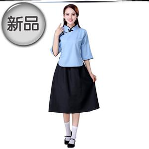 怀旧服装30-40年代中山装衣服e民国时期男女学生中山装合唱
