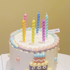 创意工艺生日蛋糕蜡烛韩国扭扭浪漫派对马卡龙心旋曲线螺纹小蜡烛