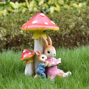 户外庭院园林阳台造景树脂卡通雕塑蘑菇兔子花园装饰摆件园艺布置