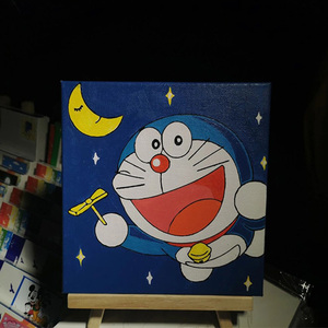 小尺寸diy数字油画哆啦a梦儿童画叮当猫卡通装饰画涂色手绘油彩画