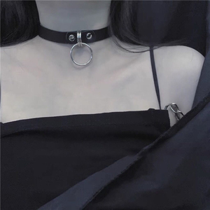 项圈女颈带禁欲系 双面pu皮可调节扣子超a朋克蹦迪网红颈带锁骨链