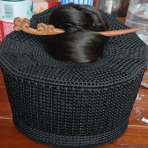 00zhoubin18872831776淘宝武当道士帽男冠巾手工编织混元巾假发莲花