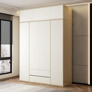 实木衣柜家用卧室原木色侘寂风成人组合整装柜子北欧收纳成品衣橱