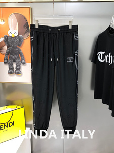 【LINDA】欧洲代Valentino 华伦天奴男装黑色束口抽绳休闲运动裤