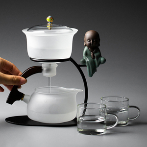 磨砂玻璃自动茶具套装家用功夫懒人泡茶器简约办公室磁吸式泡茶壶