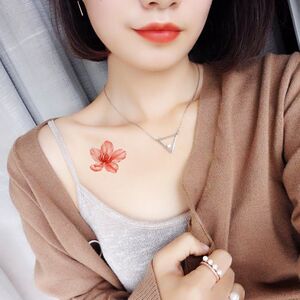 清新粉色紫金花纹身贴手臂花朵图案贴纸防水女持久锁骨仿真男性感