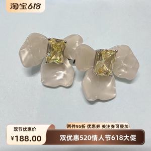 [新品]何家原厂白鸢尾方糖耳环设计优雅气质耳钉耳饰饰品女礼物