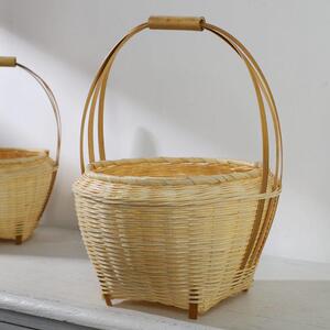 竹篮精编手提收纳筐竹制品纯家用鸡蛋水果手工编织成品蓝子大号