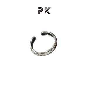 【盛太雪糕推荐】ParasKors PK菱格纹戒指银小众复古做旧指环女