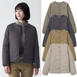 无印良品2022年新款轻薄羽绒服女夹克衫秋冬季内胆圆领v领短外套