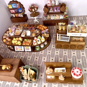 微缩蛋糕柜透明展示架模型过家家娃屋diy甜品仿真迷你食玩超市小