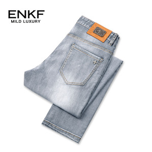 ENKF热卖薄款休闲牛仔裤男士2024夏季新品百搭微弹修身男款长裤子