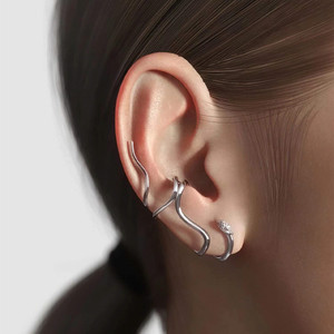 欧美风蛇形缠绕假耳耳夹设计无耳洞耳环饰品个性小众耳骨夹无耳洞
