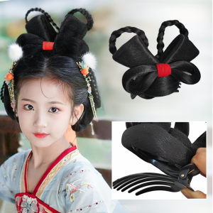 古装汉服发饰可爱唐风双头发髻新手懒人款抓夹发包儿童款古风盘发