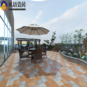 中式复古砖600x600庭院花园露台防滑地砖田园美式仿古砖餐厅瓷砖