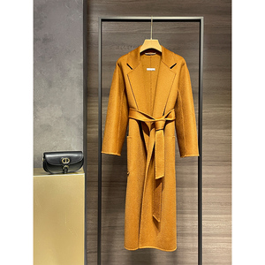 顾佳同款labbro双面水波纹山羊绒大衣女maxmara焦糖羊毛长款外套