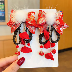 中国风儿童新年汉服头饰头花女童小女孩发饰2022新款古风过年发夹