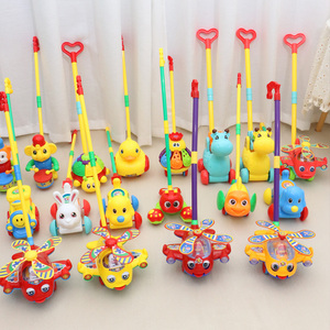 儿童学步手推飞机玩具推推乐1-2岁3岁学步车单杆响铃推车婴儿玩具