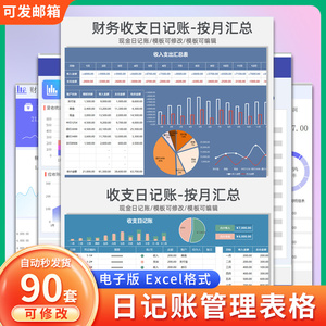 财务出纳日记账excel表格模板现金银行收支等日记账明细管理系统