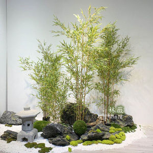 室内干景植物仿真竹子禅意中式玄关庭院场景盆景景观植物造景装饰