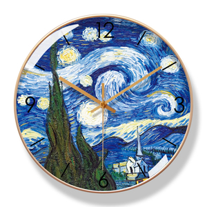 梵高作品挂钟创意钟表客厅家用时尚轻奢时钟挂墙现代卧室挂表挂墙