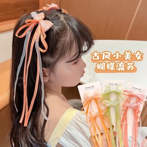 儿童长飘带发夹小女孩编发发卡宝宝高颜值夹子女童流苏蝴蝶结头饰