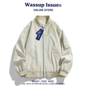 WASSUP ISSUE美式飞行夹克外套男款春秋潮牌复古情侣高街棒球服男