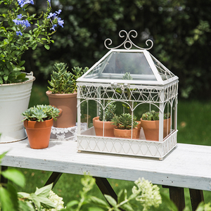 法式复古花园玻璃花房花架阳台庭院桌面多肉绿植暖房娃娃房装饰