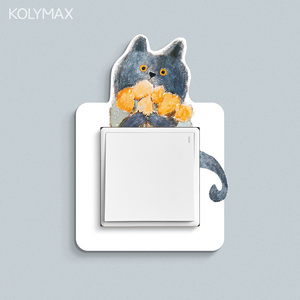 创意油画猫咪开关贴个性3D卡通插座边框装饰贴灯控制板防脏保护套