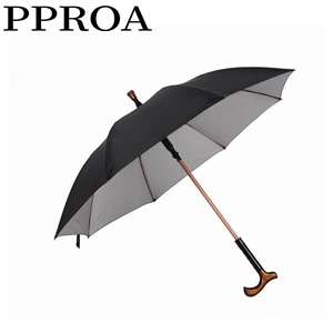 PPROA老年黑色长柄广告雨伞创意拐杖伞晴雨两用广告伞高尔夫伞