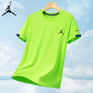 AJ飞人夏季速干短袖T恤男士跑步运动体恤宽松大码冰丝薄款上衣服