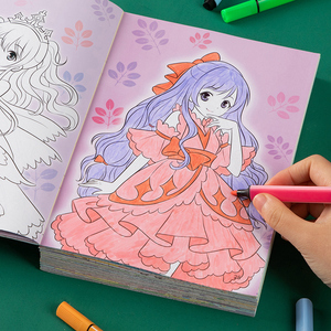 画画本儿童公主涂鸦填色绘画本女孩小手涂色书幼儿园手绘图画绘本